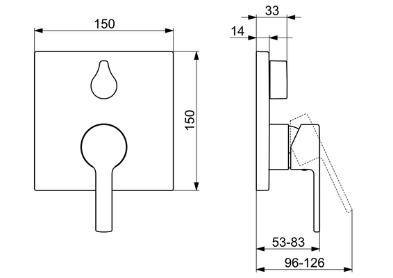 Hansa Funktionseinheit BLUEBOX Hansaronda für Einhand-Unterputz-Badebatterie, mit IS, 150 x 150 mm, Farbe chrom Bild 5