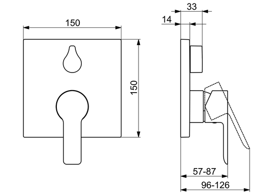 Hansa Funktionseinheit BLUEBOX Hansaligna für Einhand-Unterputz-Badebatterie, 150 x 150 mm, Farbe chrom Bild 5