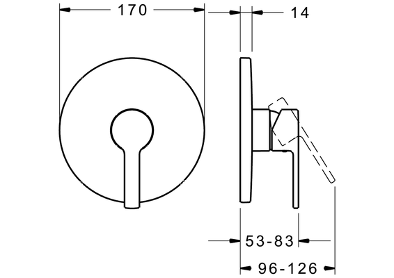 Hansa Funktionseinheit BLUEBOX Hansaronda für Einhand-Unterputz-Brausebatterie, 170 mm, Farbe chrom Bild 5