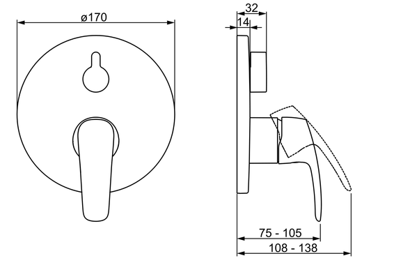 Hansa Funktionseinheit Hansapinto, mit Hebel, für Einhand-UP-Wannenbatterie, Farbe chrom Bild 6