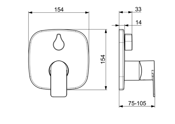 Hansa Funktionseinheit BLUEBOX Hansastela für Einhand-Unterputz-Badebatterie, mit IS, 154 x 154 mm, Farbe chrom Bild 5