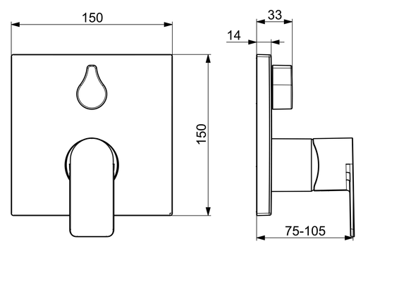 Hansa Funktionseinheit BLUEBOX Hansastela für Einhand-Unterputz-Badebatterie, 150 x 150 mm, Farbe chrom Bild 5