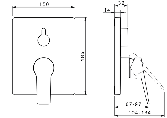 Hansa Funktionseinheit BLUEBOX Hansatwist für Einhand-Unterputz-Badebatterie, mit IS, 185 x 150 mm, Farbe chrom Bild 5
