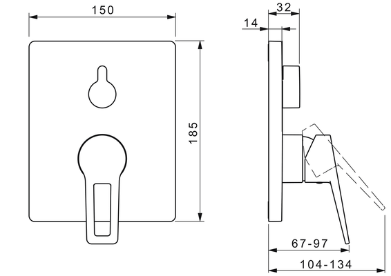 Hansa Funktionseinheit BLUEBOX Hansatwist für Einhand-Unterputz-Badebatterie, mit IS, 185 x 150 mm, Farbe chrom Bild 5