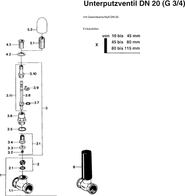 Hansa Unterputzteile für Unterputzventil 3/4" Bild 2