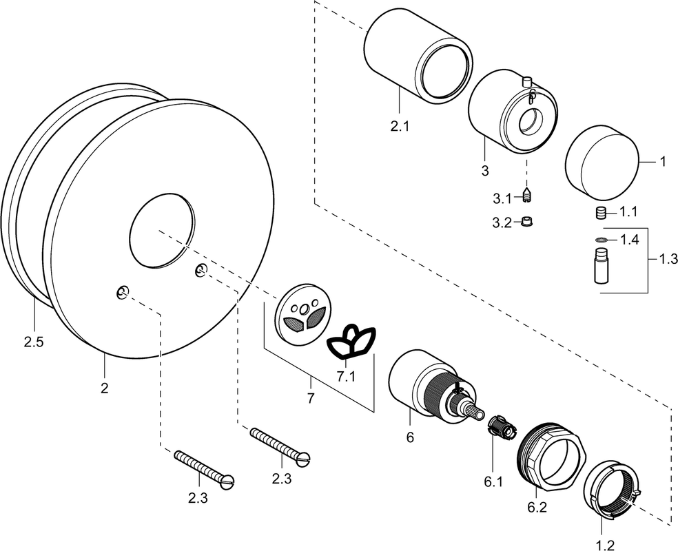 Hansa Umbausatz zu UP-Universal-Einbaukörper HANSAUP auf Thermostat Bild 1