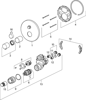 Hansa Fertigmontageset für Einhand-UP-Brause- Thrmostat-Batterie, Hansavarox, Farbe chrom Bild 3