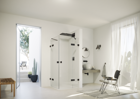 Hüppe HP DA SolvaPro RL 4-Eck STEmfS Massanf.7 Black Edition, klar, Farbe schwarz Bild 55