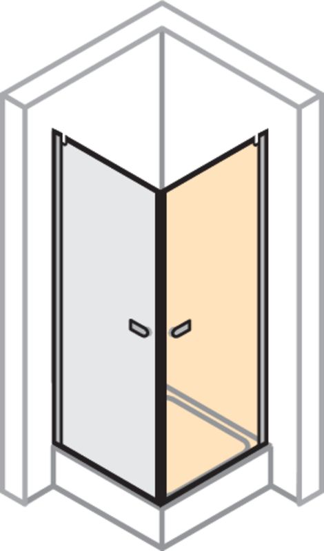 P&M Pendeltür für Eckeinstieg, rechts,1000 x 2000 mm, ESG, 2000 x 1000 mm, Farbe schwarz Bild 1