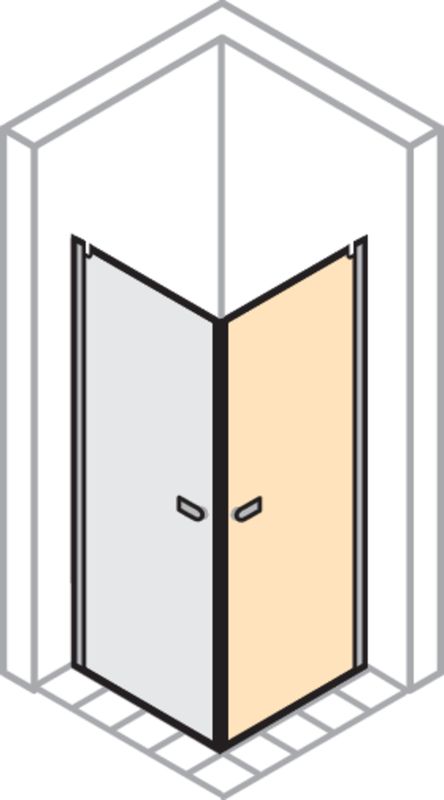 P&M Pendeltür für Eckeinstieg, BM, rechts,900 x 2000 mm, SIHL, ESG, 2000 x 900 mm Bild 1