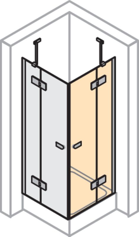 P&M Pendeltür für Eckeinstieg / FS, rechts,800 x 2000 mm, SIHL, ESG, 2000 x 800 mm Bild 1