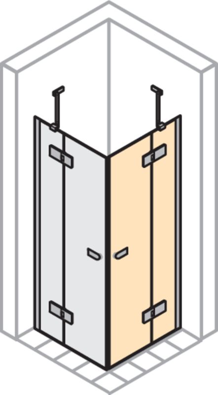 P&M Pendeltür mit FS, für Eckeinstieg, BM, rechts,900 x 2000 mm, ESG, XClean, 2000 x 900 mm, Farbe schwarz Bild 1