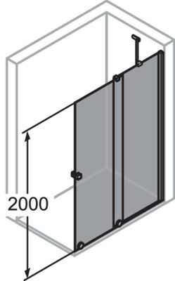 Hüppe HP DA Xtensa 4-Eck GT1mfS 1100 rechts H: 2000, 069, klar AP, A: 791, Stabib, Farbe transparent Bild 22