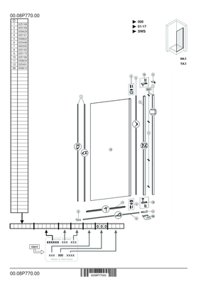 Hüppe HP DA Design pure 4-Eck SWS 800 H: 1900, Grau Anti-Plaqü, Farbe weiß Bild 2