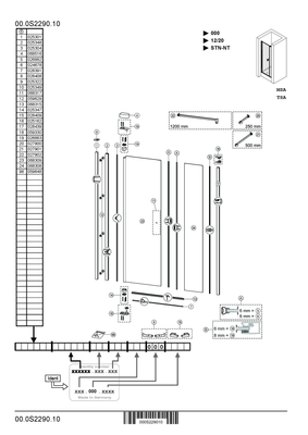 P&M Pendeltür Nische mit Nebenteil, links,800 x 2000 mm, ESG, 2000 x 800 mm, Farbe schwarz Bild 2
