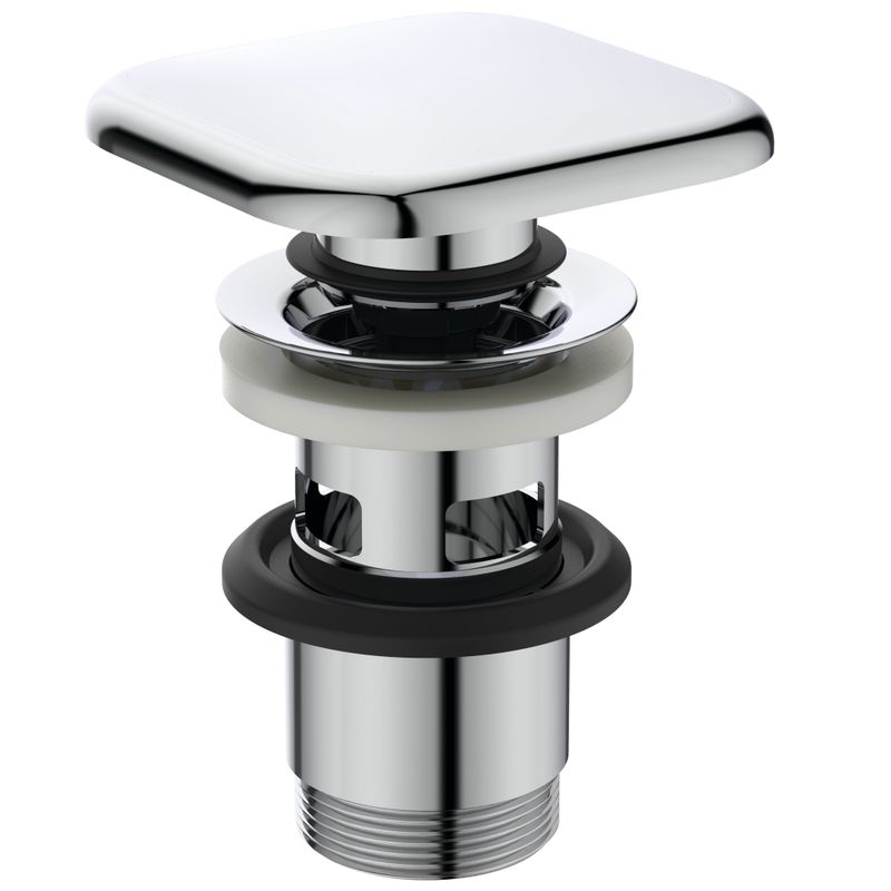 Ideal Standard Push open Ventil quadratisch, 85 x 85 x 30 mm, Farbe silberfarben Bild 1