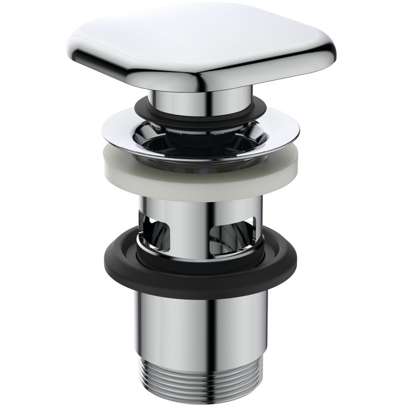 Ideal Standard Push open Ventil quadratisch, für HWB, 75 x 75 x 30 mm, Farbe chrom Bild 1