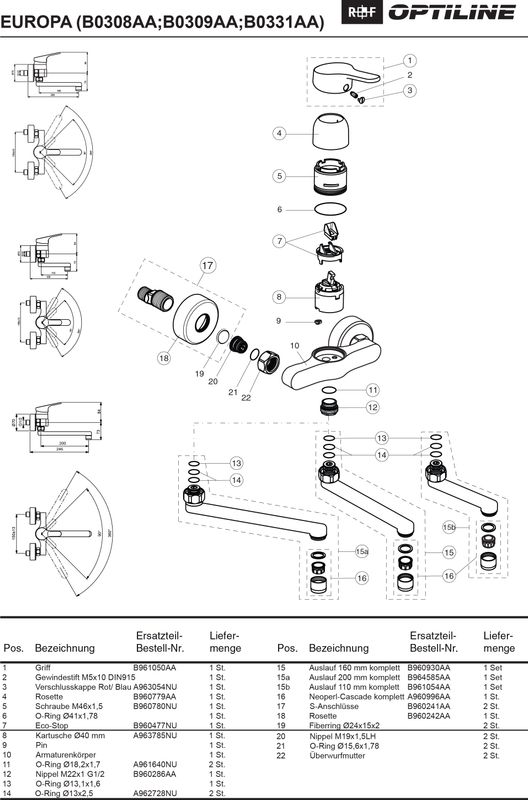 Ideal Standard Rohrauslauf, 3/4", Aus ladung 110 mm, komplett zu B0106, Farbe silberfarben Bild 1