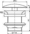 Ideal Standard Schaftventil, nicht verschliessb, Haubendurchm.72 mm, Farbe schwarz Bild 5
