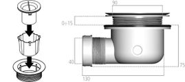 Ideal Standard Ablaufgarnitur, für Ultra Flat S, ohne Deckel, 90 mm Bild 6