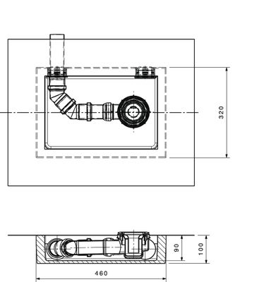 Ideal Standard Ablaufbox gross, DN 50, 460 x 320 x 100 mm rechts oder links verwendbar, 460 x 320 mm Bild 3