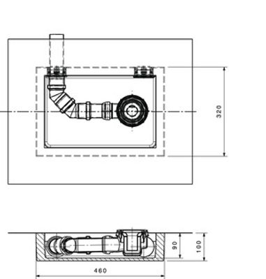 Ideal Standard Ablaufbox gross, DN 50, 460 x 320 x 100 mm rechts oder links verwendbar, 460 x 320 mm Bild 4