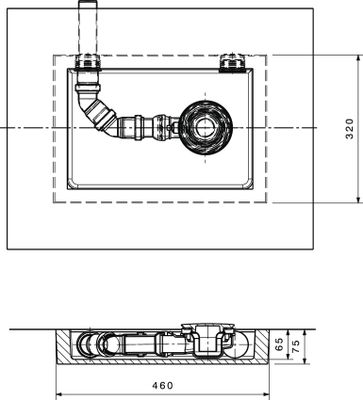 Ideal Standard Ablaufbox klein, DN 40, 460 x 320 x 75 mm rechts oder links verwendbar, 460 x 320 mm Bild 3