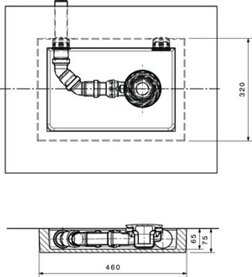 Ideal Standard Ablaufbox klein, DN 40, 460 x 320 x 75 mm rechts oder links verwendbar, 460 x 320 mm Bild 4