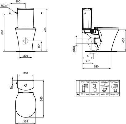 Ideal Standard ConnectAir Stand-Tiefspül-WC AquaBlade f Abg.auss.waagr, 400 x 365 x 665 x 665 mm, Farbe weiß Bild 18