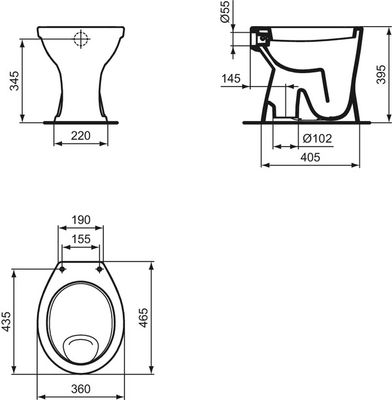 Ideal Standard IS Standflachspül-WC Eurovit, Abgang innen senkrecht, 395 x 360 x 465 x 390 mm, Farbe weiß Bild 4
