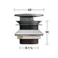 Keuco Schaftventil ohne Überlauf, mit Haube aus ABS, G 1 1/4", Schwarzchrom gebürstet, Farbe schwarzchrom Bild 5