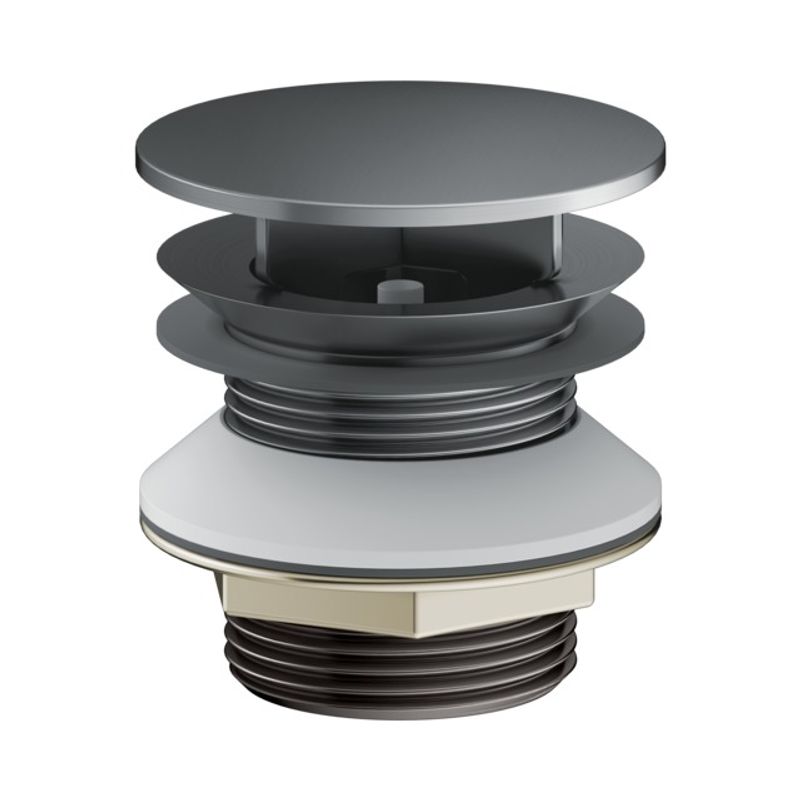 Keuco Schaftventil ohne Überlauf, mit Haube aus ABS, G 1 1/4", Schwarzchrom gebürstet, Farbe schwarzchrom Bild 1