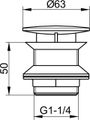 Keuco Schaftventil ohne Überlauf, mit Haube aus ABS, G 1 1/4", Schwarzchrom gebürstet, Farbe schwarzchrom Bild 6