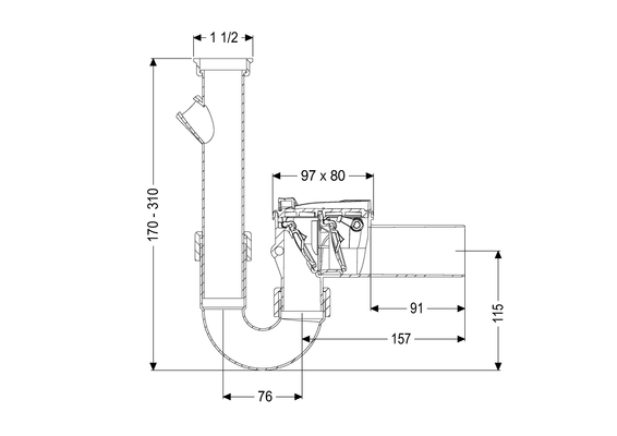 Kessel Rückstaudoppelverschluss Staufix Siphon mit Röhren-GV und Abw.anschl, DN 50 Bild 4