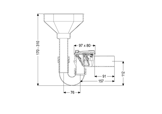 Kessel Rückstaudoppelverschluss Staufix Siphon mit Röhren-GV und Einlauftr, DN 50 Bild 4