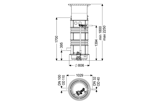 Kessel -Pumpstation Aquapump Medium Tronic, GTF 1200, 1800 - 2250 mm, Klasse D Bild 4