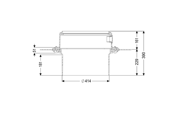 Kessel Verlängerungsstück, mit mittigem Flansch, für Einbau in WU-Beton, H, 360 mm, Farbe schwarz Bild 3