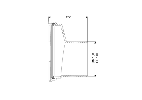 Kessel Spitzenden-Adapter einzeln, DN 100, Farbe schwarz Bild 3
