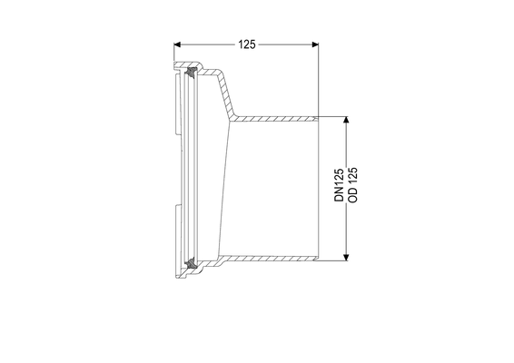 Kessel Spitzenden-Adapter einzeln, DN 125, Farbe schwarz Bild 3