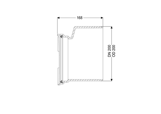Kessel Spitzenden-Adapter, mit Dichtung, DN 200, Farbe schwarz Bild 3