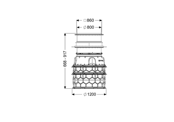 Kessel -Schachtmodul LW 1000 Bodenplatte Zugang LW 800, 668 - 917 mm, Klasse K 3 Bild 4