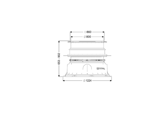 Kessel -Schachtmodul LW 1000 Bodenplatte Zugang LW 800, 653 - 902 mm, Klasse L 15 Bild 4