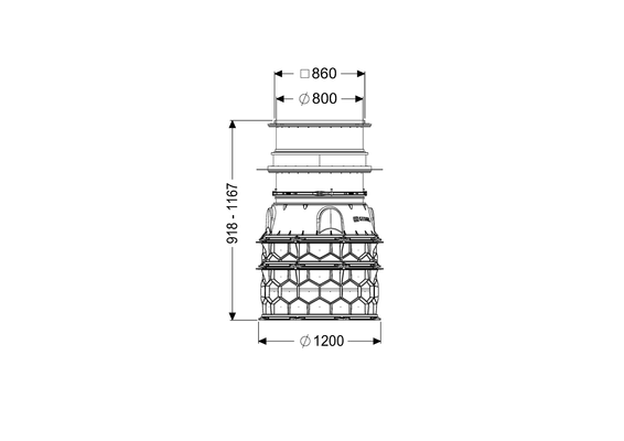 Kessel -Schachtmodul LW 1000 Bodenplatte Zugang LW 800, 918 - 1167 mm, Klasse K 3 Bild 4