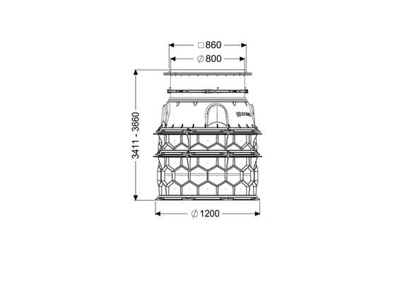 Kessel -Schachtmodul LW 1000, Erdreich Zugang LW 800, 3411 - 3660 mm, Klasse K 3 Bild 4