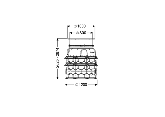 Kessel -Schachtmodul LW 1000, Erdreich Zugang LW 800, 2625 - 2874 mm, Klasse K 3 Bild 4