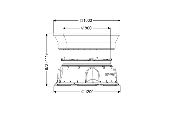 Kessel -Schachtmodul LW 1000, Erdreich Zugang LW 800, 870 - 1119 mm, Klasse B Bild 4