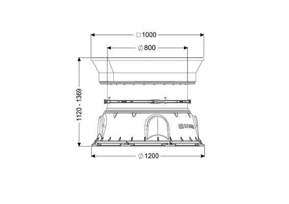 Kessel -Schachtmodul LW 1000, Erdreich Zugang LW 800, 1120 - 1369 mm, Klasse D Bild 4