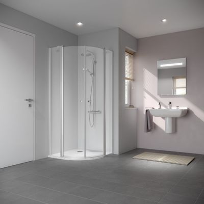 Kermi Rund-Dusche Ibiza 2000, 900 x mit Pendeltüren silber Glas ESG klar, 1850 mm, Farbe silberfarben Bild 7