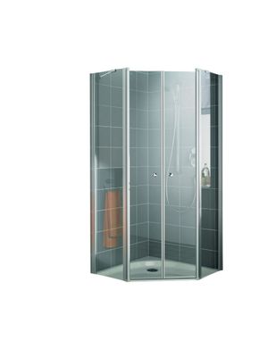 Kermi Fünfeck-Dusche Ibiza 2000, 900 x mit Pendelt, mit Festfeldern, silberm, ESG-GL, 1850 mm Bild 6