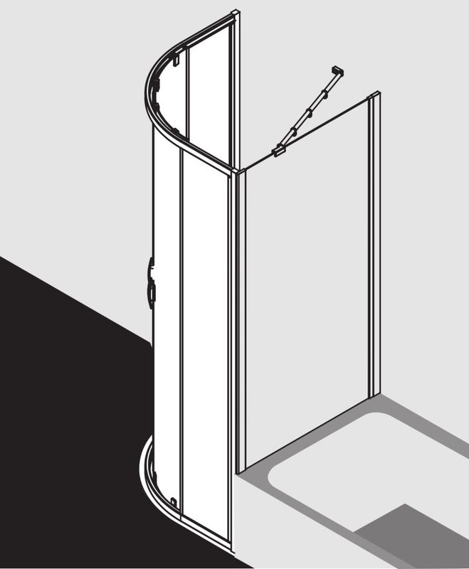 Kermi KR Viertelkreis Ibiza 2000 T10 0800 x 1850 BV: 770-785 SIMG ESG, 1850 mm, Farbe transparent Bild 1